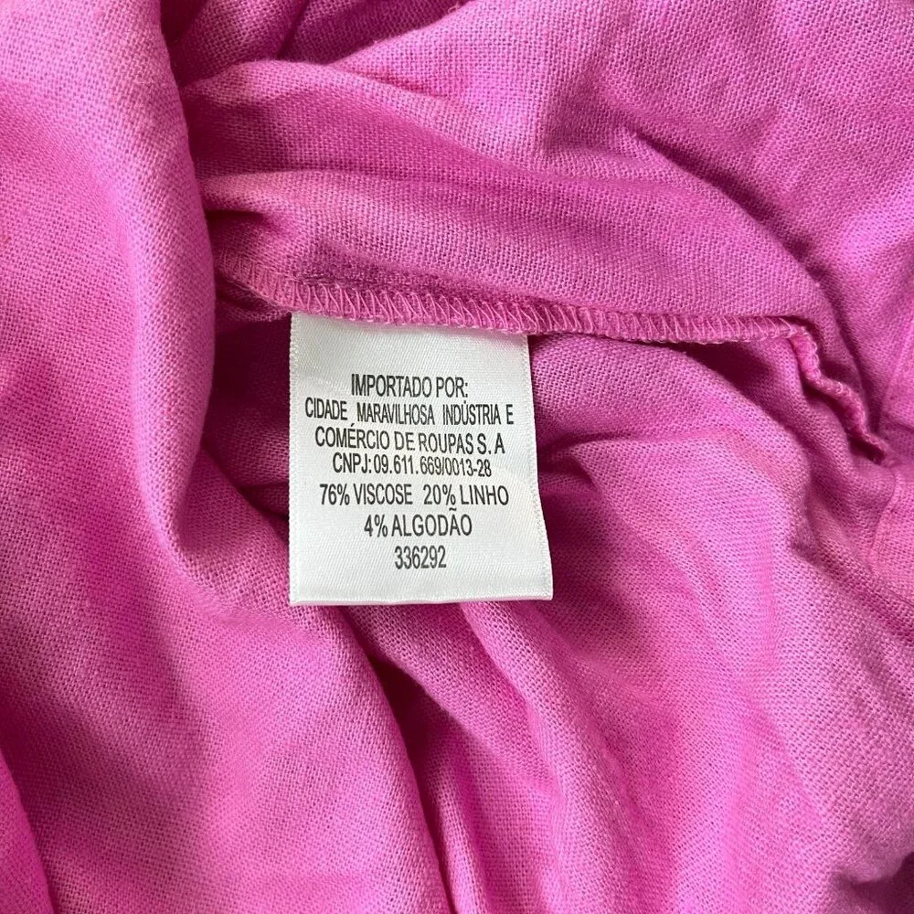 NWOT Farm Rio Linen Blend Pink Sleeveless Midi Dress Size XS - Picture 8 of 9